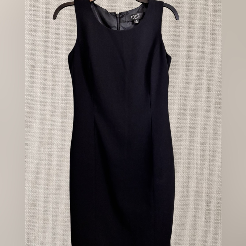 KASPER Black Mid Length Sheath Dress size 4 Like New